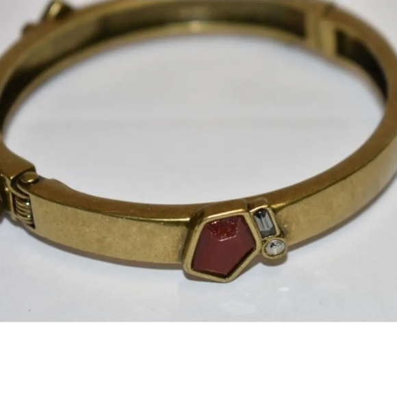 Silpada Mirage brass bangle Swarovski, rhinestones & red resin bracelet #KRB0082 - Picture 5 of 5
